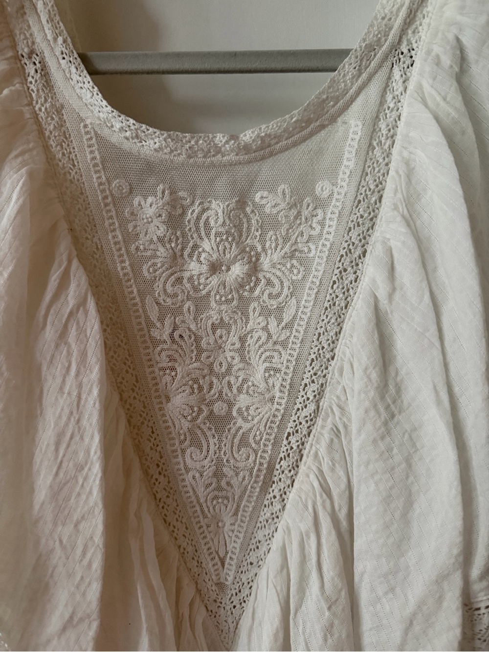 Free People Cream Lace-Trim Ruffled Tunic - Picture 2 of 4